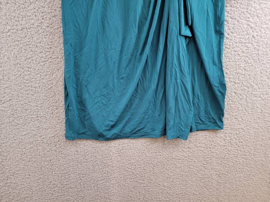 Charter Club Faux-Wrap Dress Women's L Deep Pine Surplice Neck 3/4 Sleeve