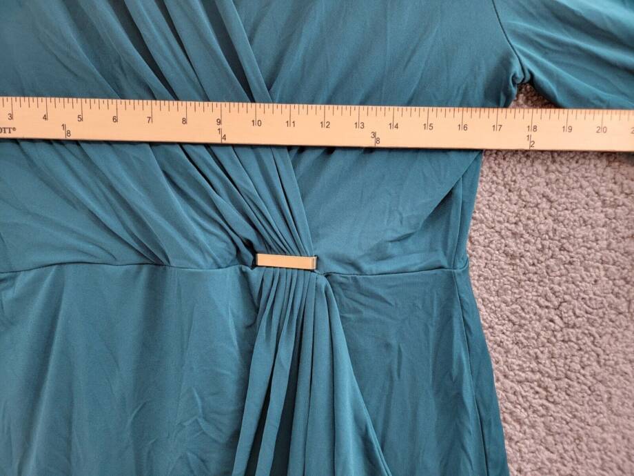 Charter Club Faux-Wrap Dress Women's L Deep Pine Surplice Neck 3/4 Sleeve