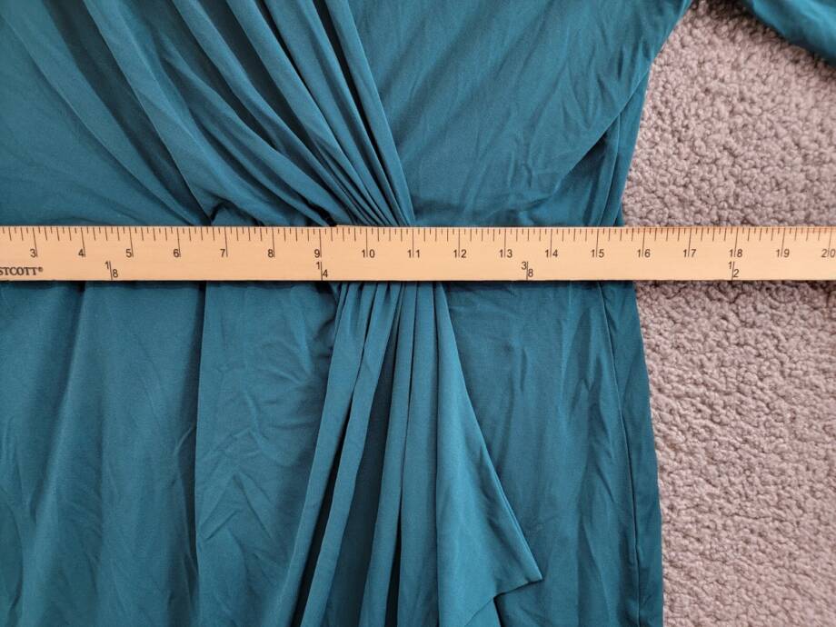 Charter Club Faux-Wrap Dress Women's L Deep Pine Surplice Neck 3/4 Sleeve