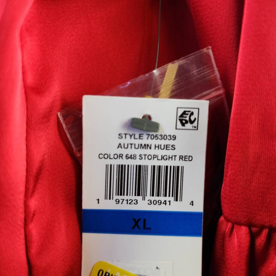 CeCe Blouson-Sleeve Mock-Neck Blouse Women's XL Stoplight Red Button Back L/S