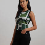 Lauren Ralph Lauren Petite Geo-Print Sleeveless Sweater Women's PXS Black Multi