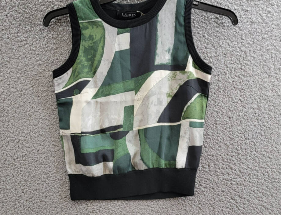 Lauren Ralph Lauren Petite Geo-Print Sleeveless Sweater Women's PXS Black Multi