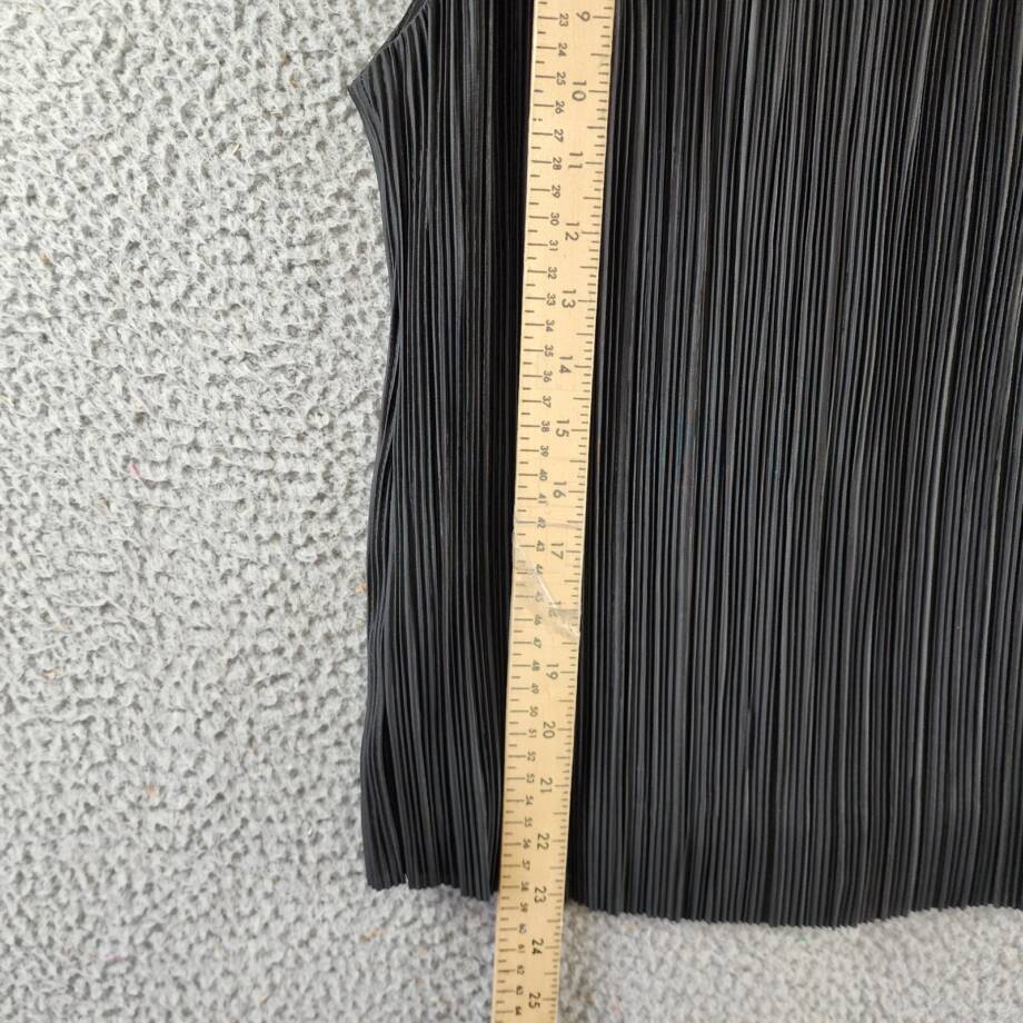 Calvin Klein Plisse Mock-Neck Sleeveless Top Women's S Black Back Zip Closure
