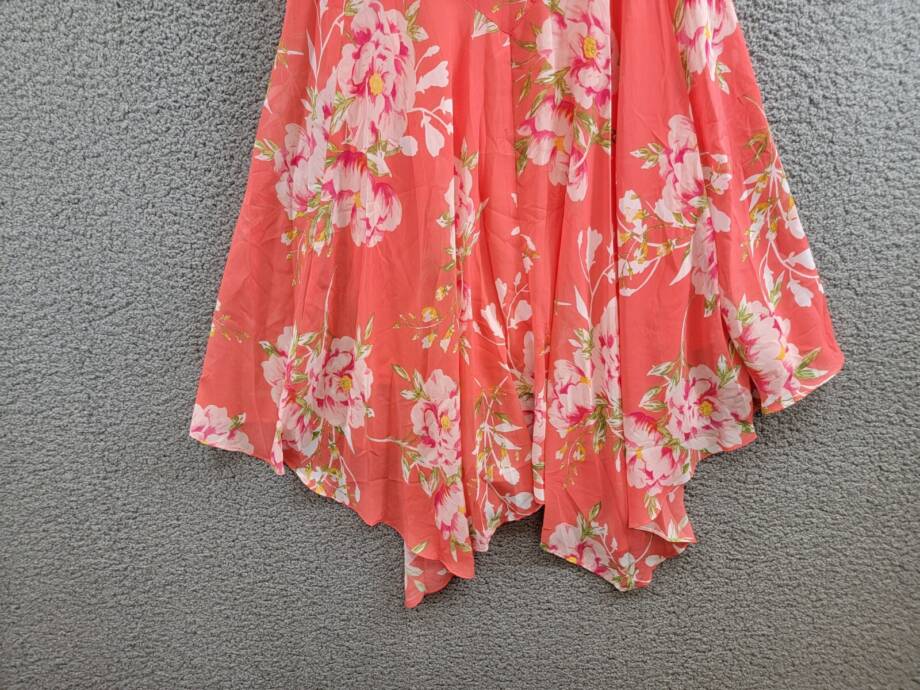 Robbie Bee Petite Floral Handkerchief-Hem Cowl-Neck Dress Women's 8P Coral Multi
