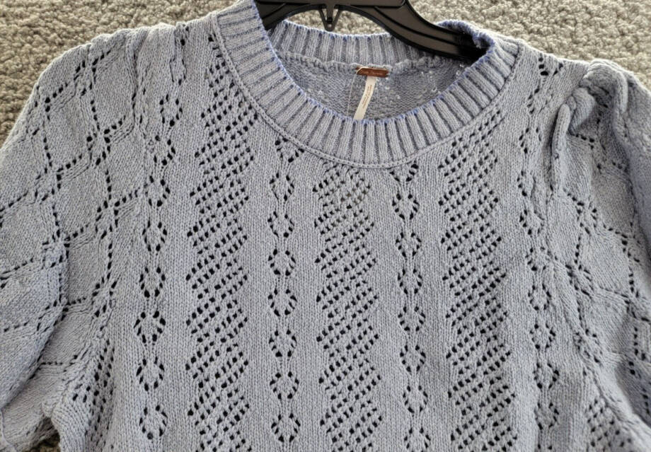 Free People Eloise Pullover Women's XS Falling Water Crew Neck Elbow Sleeve