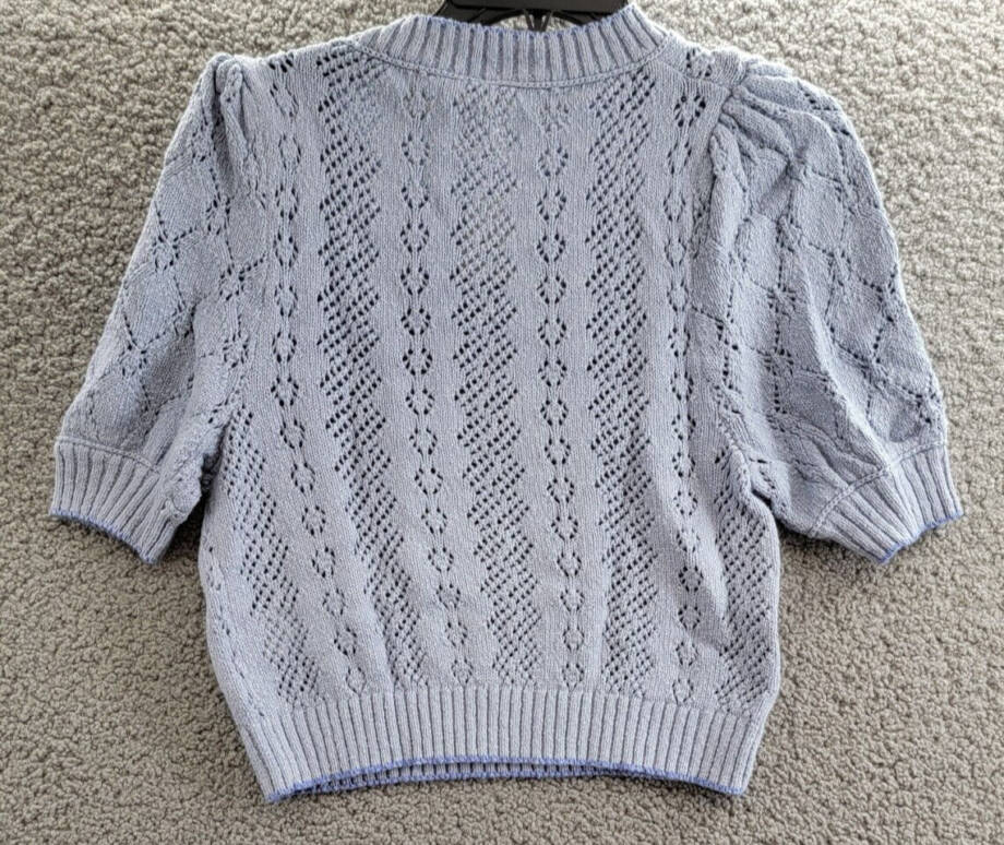 Free People Eloise Pullover Women's XS Falling Water Crew Neck Elbow Sleeve