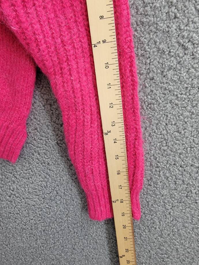 AQUA Long Sleeve Hooded Sweater Women's S Hot Pink Wool Blend Rib Hem Pullover