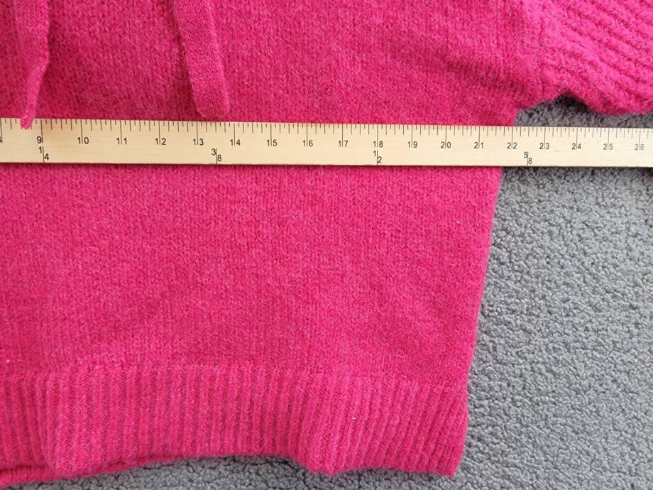 AQUA Long Sleeve Hooded Sweater Women's S Hot Pink Wool Blend Rib Hem Pullover