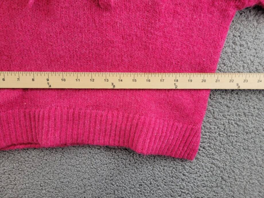 AQUA Long Sleeve Hooded Sweater Women's S Hot Pink Wool Blend Rib Hem Pullover