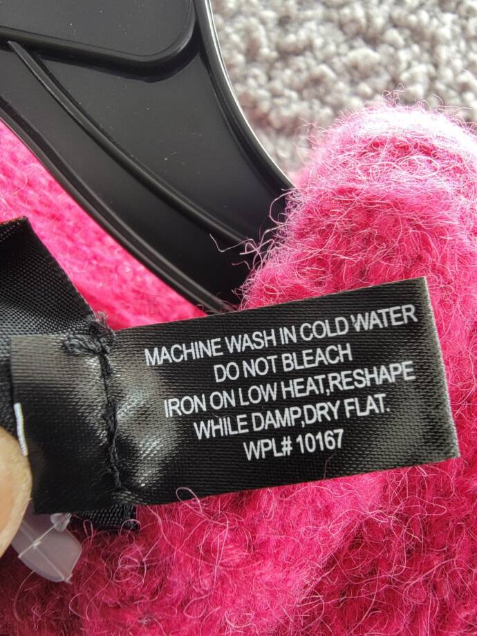 AQUA Long Sleeve Hooded Sweater Women's S Hot Pink Wool Blend Rib Hem Pullover