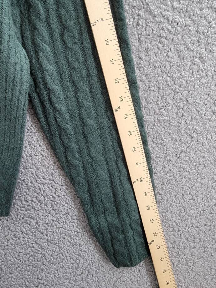 Aqua Mock Neck Cable Sweater Women's M Pine Ribbed Trim Long Sleeve Pullover