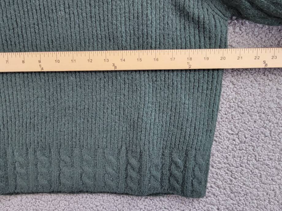 Aqua Mock Neck Cable Sweater Women's M Pine Ribbed Trim Long Sleeve Pullover