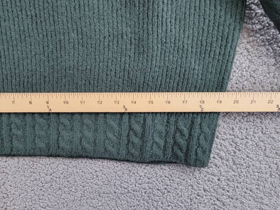 Aqua Mock Neck Cable Sweater Women's M Pine Ribbed Trim Long Sleeve Pullover