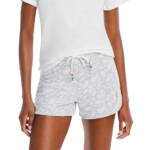 AQUA Camp Bandana Print Lightning Patch Shorts Women's XS Gray Paisley Pull On