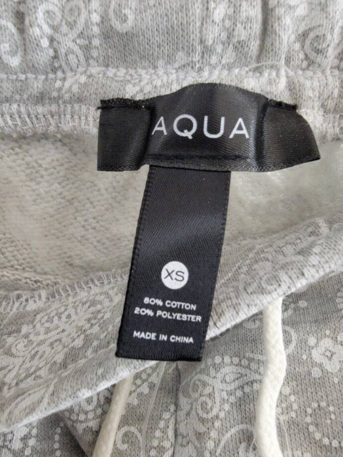 AQUA Camp Bandana Print Lightning Patch Shorts Women's XS Gray Paisley Pull On