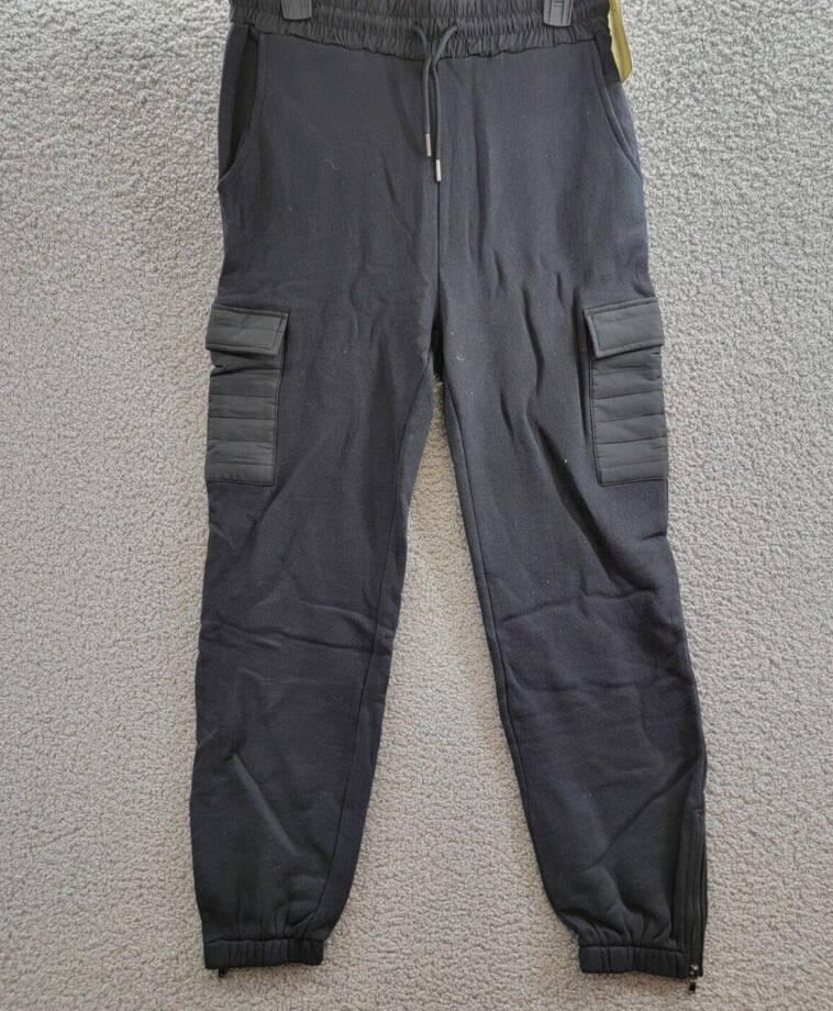 Vintage Havana Terry Utility Jogger Pants Women's L Black Elastic Waist Pull On