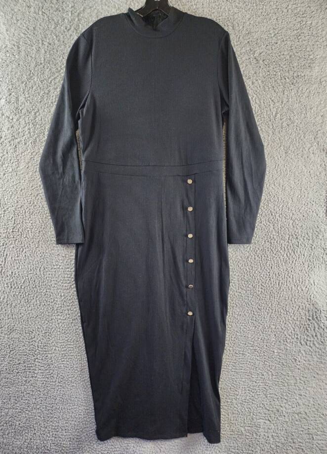 Nina Parker Trendy Plus Size Ribbed Mock-Neck Bodycon Dress Women's 1X Black