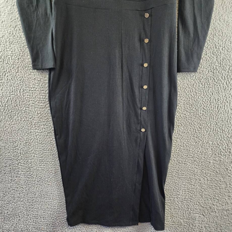 Nina Parker Trendy Plus Size Ribbed Mock-Neck Bodycon Dress Women's 1X Black