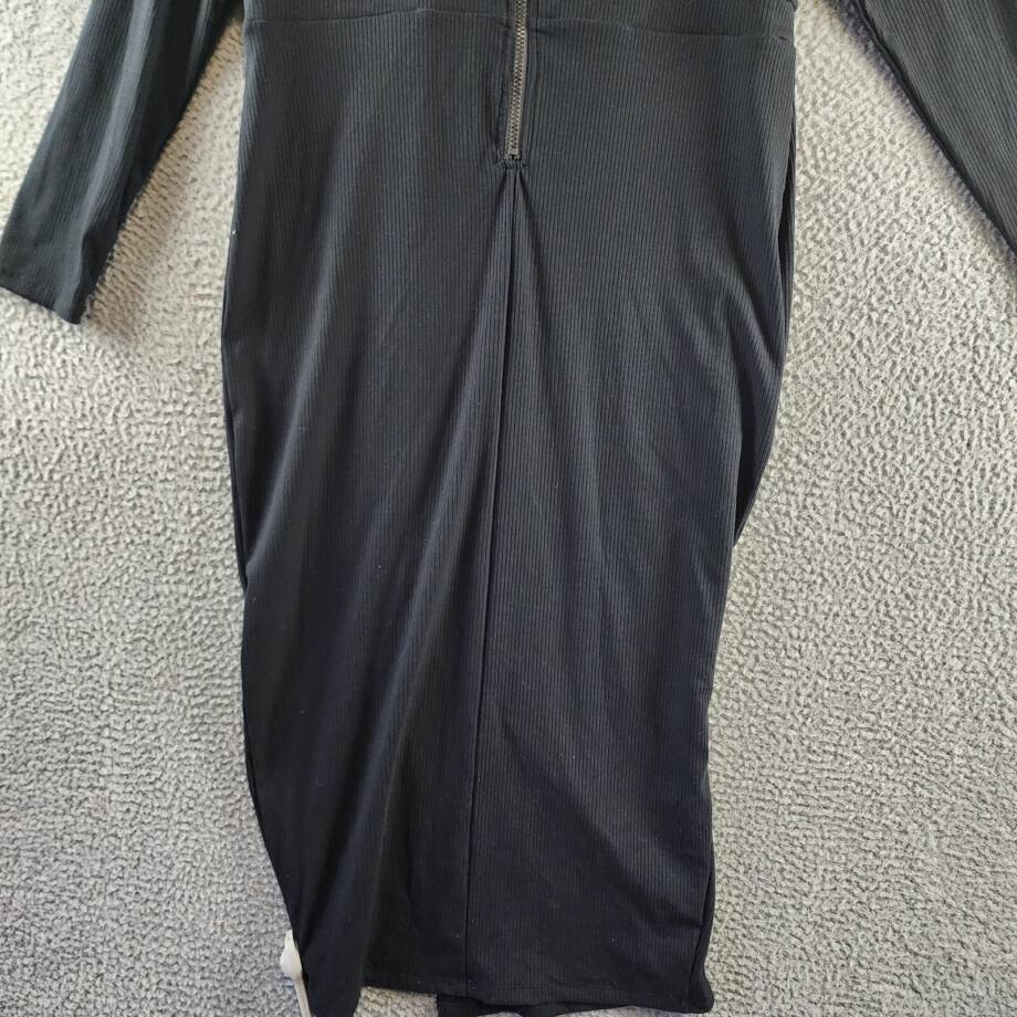 Nina Parker Trendy Plus Size Ribbed Mock-Neck Bodycon Dress Women's 1X Black