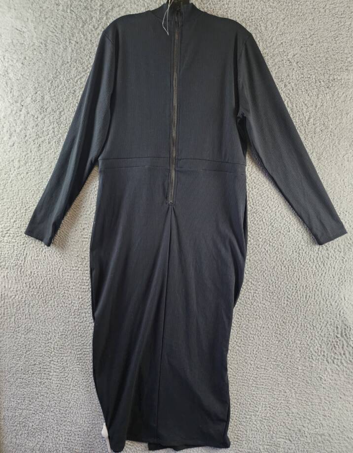 Nina Parker Trendy Plus Size Ribbed Mock-Neck Bodycon Dress Women's 1X Black