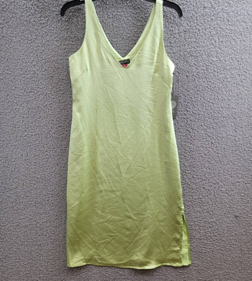 Vince Camuto V-Neck Sleeveless Slip Dress Women's XS Foam Green Slit Pullover