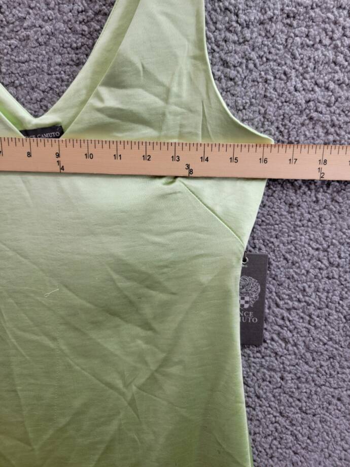 Vince Camuto V-Neck Sleeveless Slip Dress Women's XS Foam Green Slit Pullover
