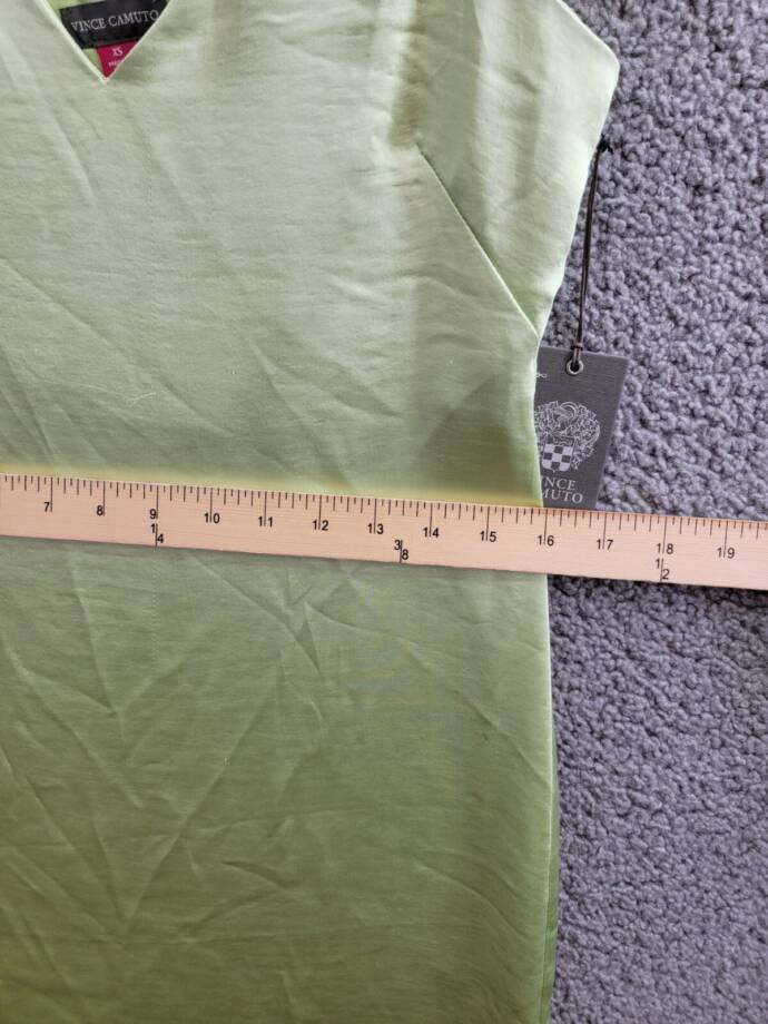 Vince Camuto V-Neck Sleeveless Slip Dress Women's XS Foam Green Slit Pullover