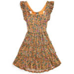 Polo Ralph Lauren Floral Ruffled Jersey Dress Big Girls XL 16 Tropical Woodblock