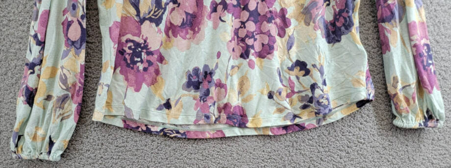 Lauren Ralph Lauren Linen-Blend Ruffled Floral Top Women's XL Multi V-Neck L/S