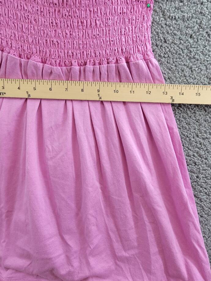 Splendid Eyelet Smocked Dress Girl's 14 Pink Square Neck Pullover