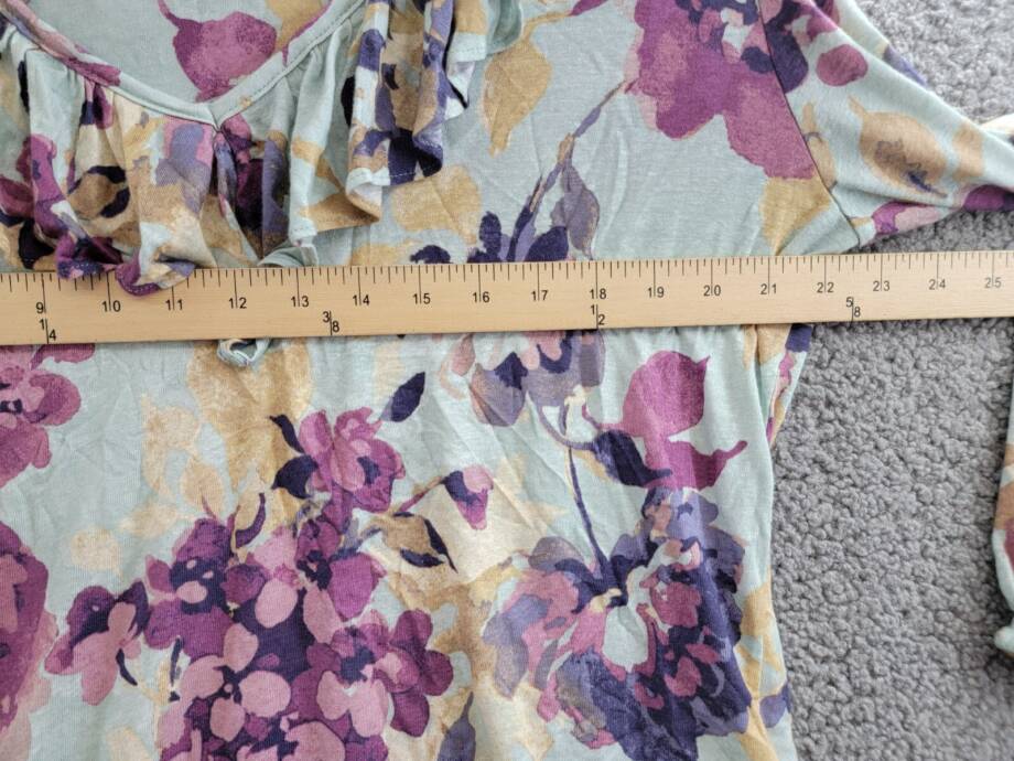 Lauren Ralph Lauren Linen-Blend Ruffled Floral Top Women's XL Multi V-Neck L/S