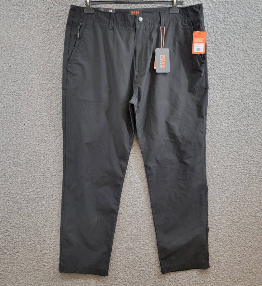 Bass Outdoor Straight-Fit Traveler Pants Men's 40 Caviar High Rise Slash Pocket