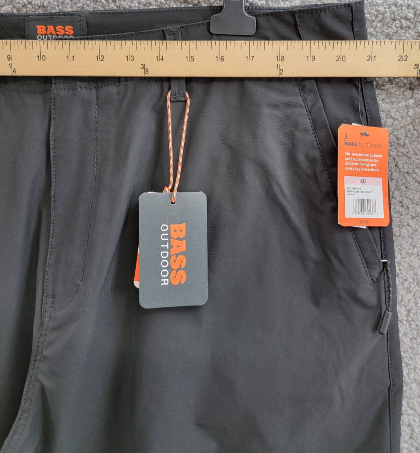 Bass Outdoor Straight-Fit Traveler Pants Men's 40 Caviar High Rise Slash Pocket