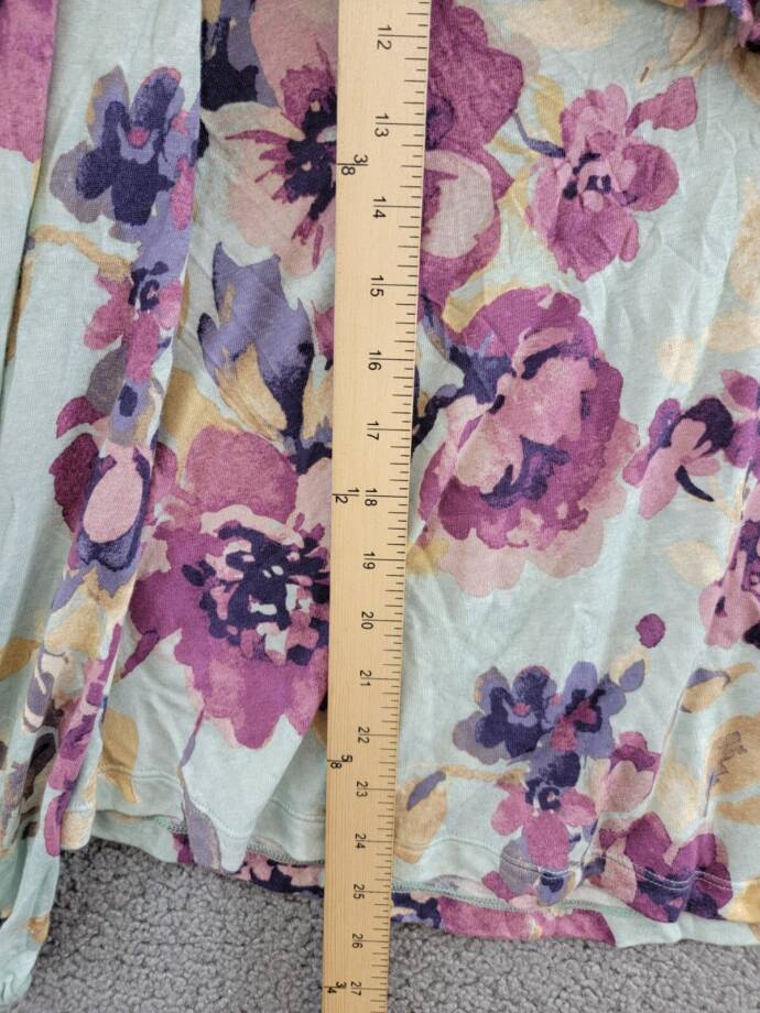 Lauren Ralph Lauren Linen-Blend Ruffled Floral Top Women's XL Multi V-Neck L/S