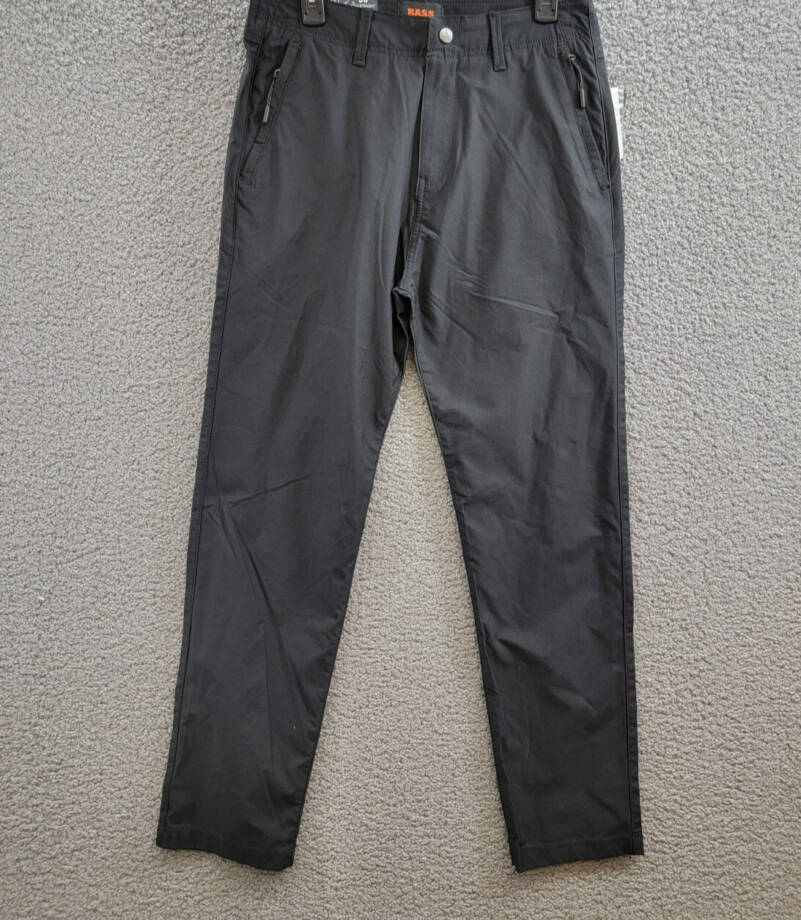 BASS OUTDOOR Straight-Fit Traveler Pants Men's 30 Caviar Zip Pockets Button Zip