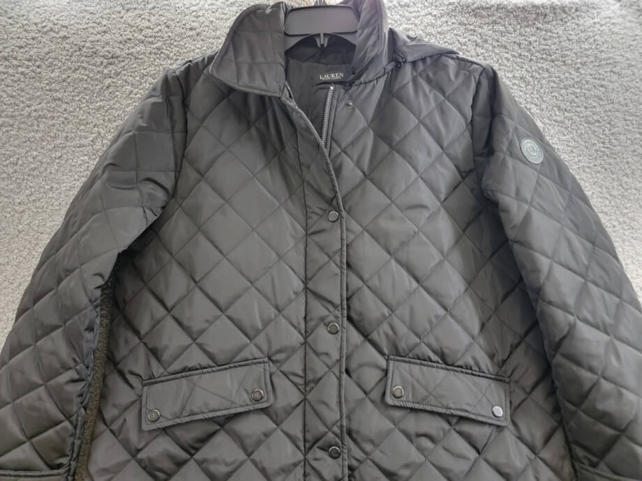 Lauren Ralph Lauren Collared Quilted Coat Women's XL Black Snapped Closure L/S~