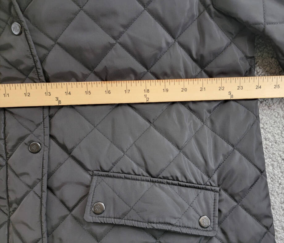 Lauren Ralph Lauren Collared Quilted Coat Women's XL Black Snapped Closure L/S~