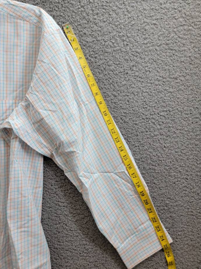 Club Room Regular Fit Performance Dress Shirt Men's 18 34-35 Orange/Aqua L/S