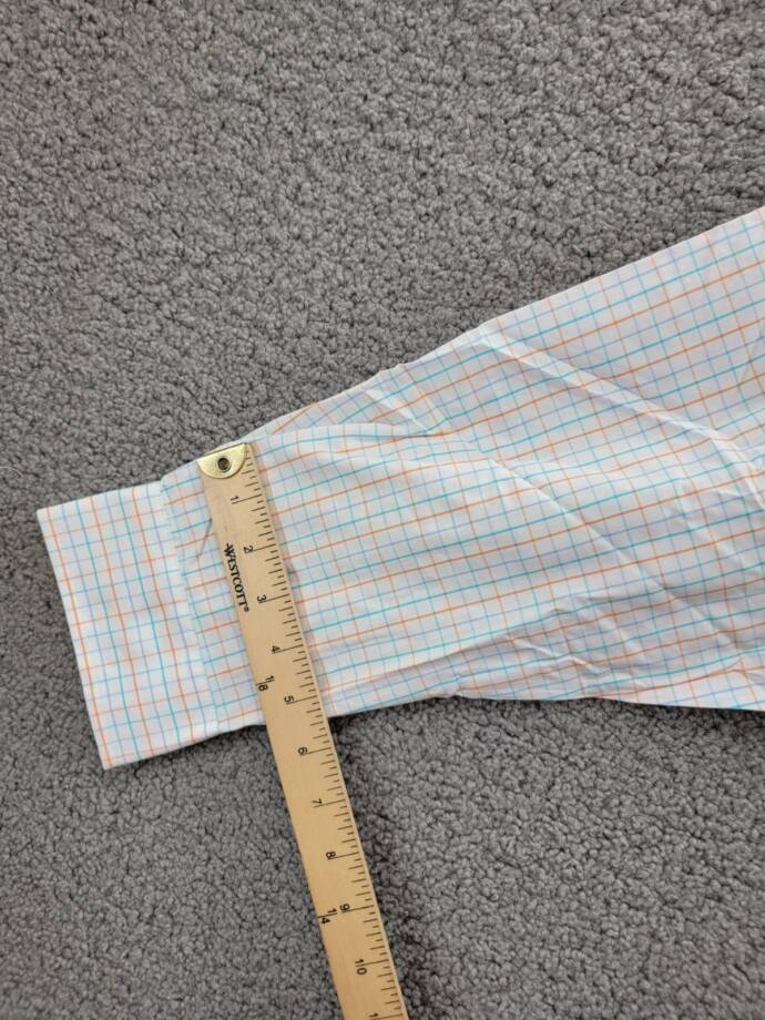 Club Room Regular Fit Performance Dress Shirt Men's 18 34-35 Orange/Aqua L/S