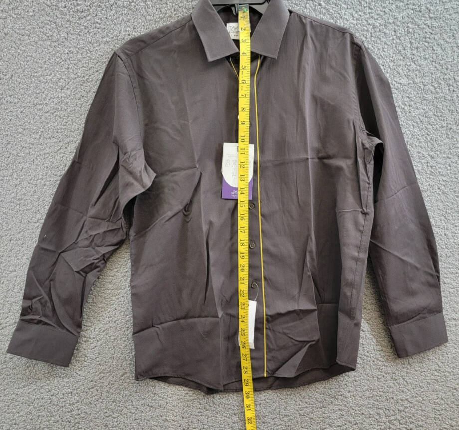 Tayion Collection Slim Fit Dress Shirt Men's L 16-16.5 32-33 Brown & Gold L/S