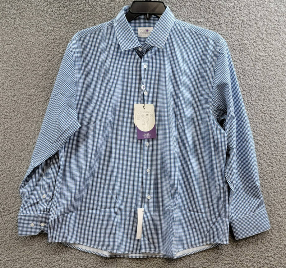 Tayion Collection Slim-Fit Check Dress Shirt Men's XL 17-17.5 32-33 Blue Multi