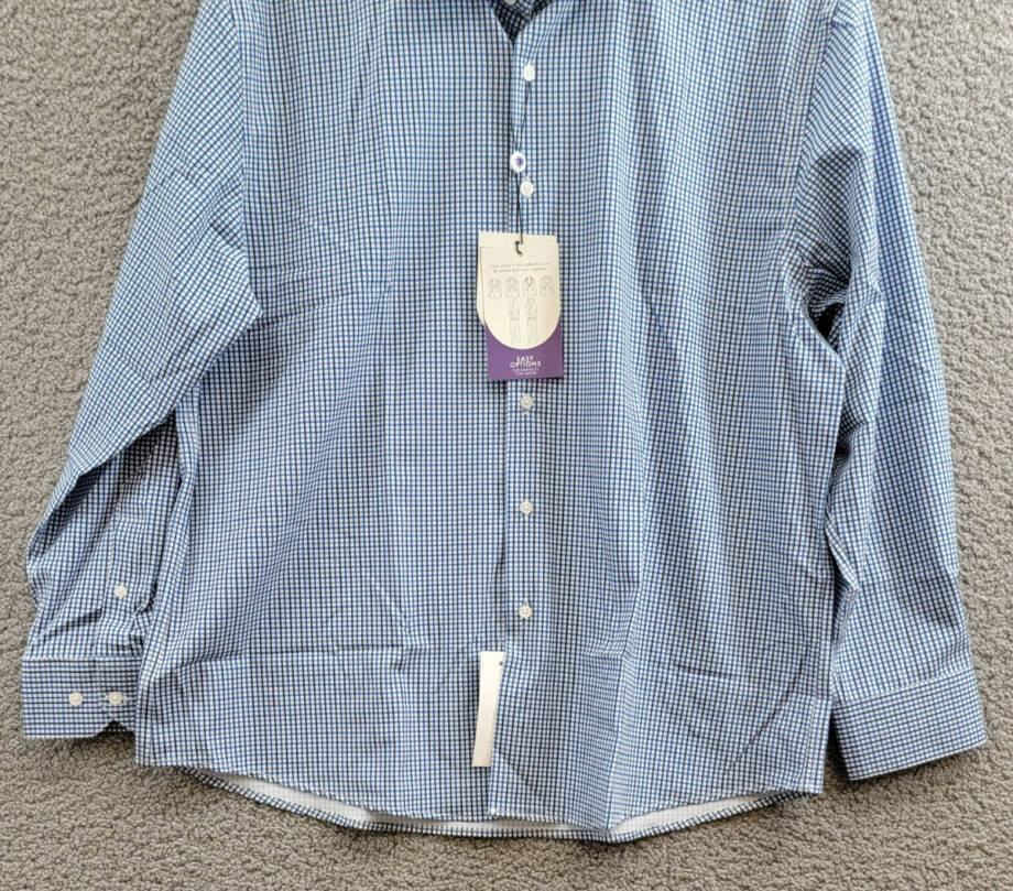 Tayion Collection Slim-Fit Check Dress Shirt Men's XL 17-17.5 32-33 Blue Multi