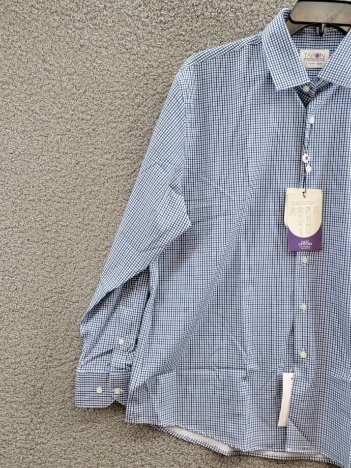 Tayion Collection Slim-Fit Check Dress Shirt Men's XL 17-17.5 32-33 Blue Multi