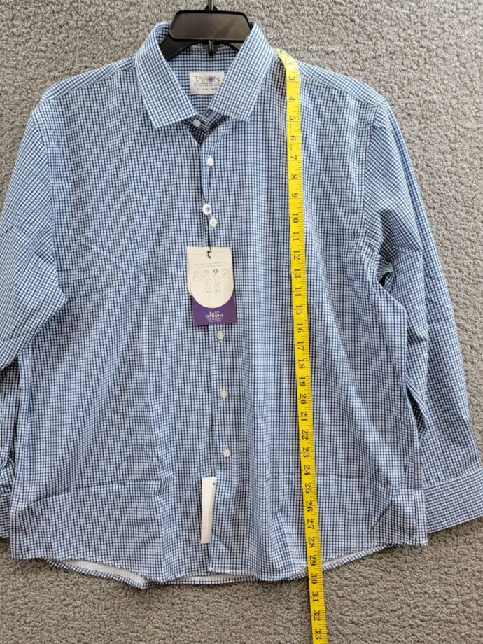 Tayion Collection Slim-Fit Check Dress Shirt Men's XL 17-17.5 32-33 Blue Multi