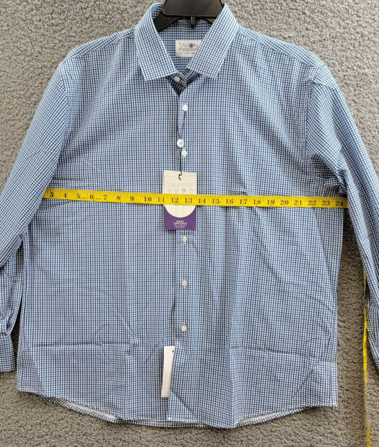 Tayion Collection Slim-Fit Check Dress Shirt Men's XL 17-17.5 32-33 Blue Multi