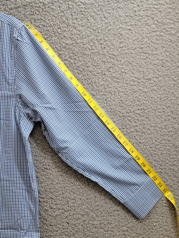 Tayion Collection Slim-Fit Check Dress Shirt Men's XL 17-17.5 32-33 Blue Multi