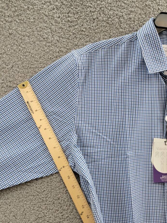Tayion Collection Slim-Fit Check Dress Shirt Men's XL 17-17.5 32-33 Blue Multi