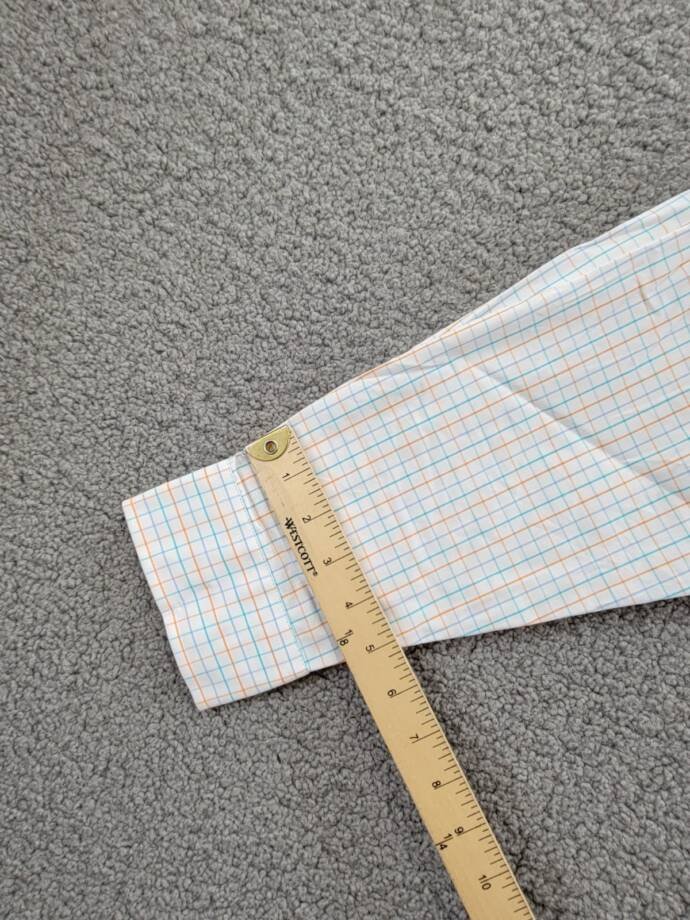 Club Room Regular Fit Performance Dress Shirt Men's 16.5 32-33 Orange/Aqua L/S