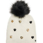 Jocelyn Faux Alpaca Crystal Embellished Hat Women's One Size Ivory Pom Pom Top