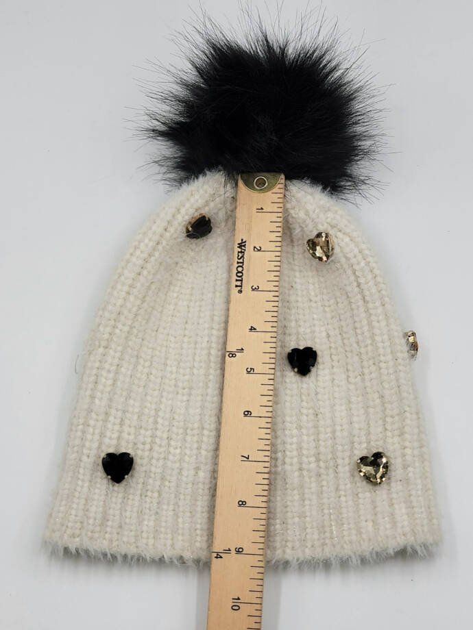 Jocelyn Faux Alpaca Crystal Embellished Hat Women's One Size Ivory Pom Pom Top